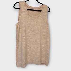 J Jill Sweater Tank Top L Tall Peach Ivory Tweed Slub Knit Coastal Boho Chic